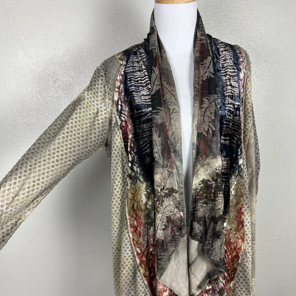 Kamana Cardigan Womens L Open Floral Velvet Burnout Forest Fairy Boho Festival - Picture 5 of 16